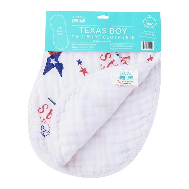 Little Hometown Texas Boy Burp Cloth & Bib Combo-Little Hometown-Little Giant Kidz