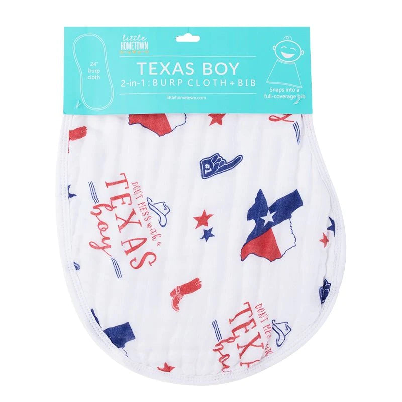 Little Hometown Texas Boy Burp Cloth & Bib Combo-Little Hometown-Little Giant Kidz