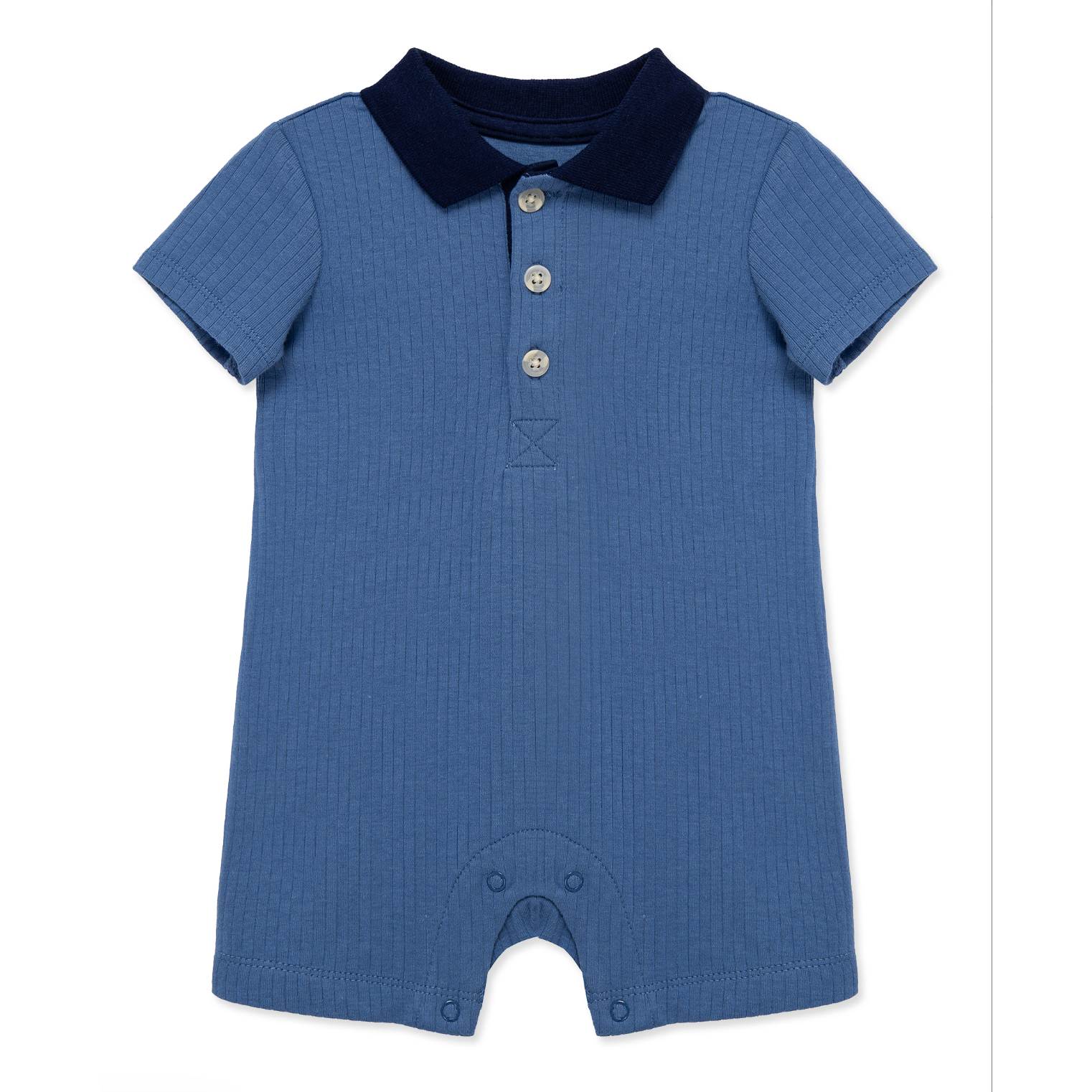 Little Me Blue Polo Romper-LITTLE ME-Little Giant Kidz