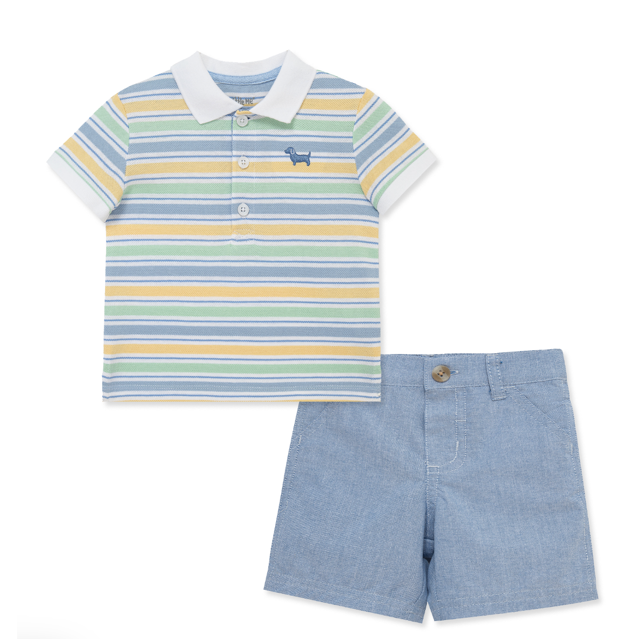 Little Me Polo Short Set- Puppy-LITTLE ME-Little Giant Kidz