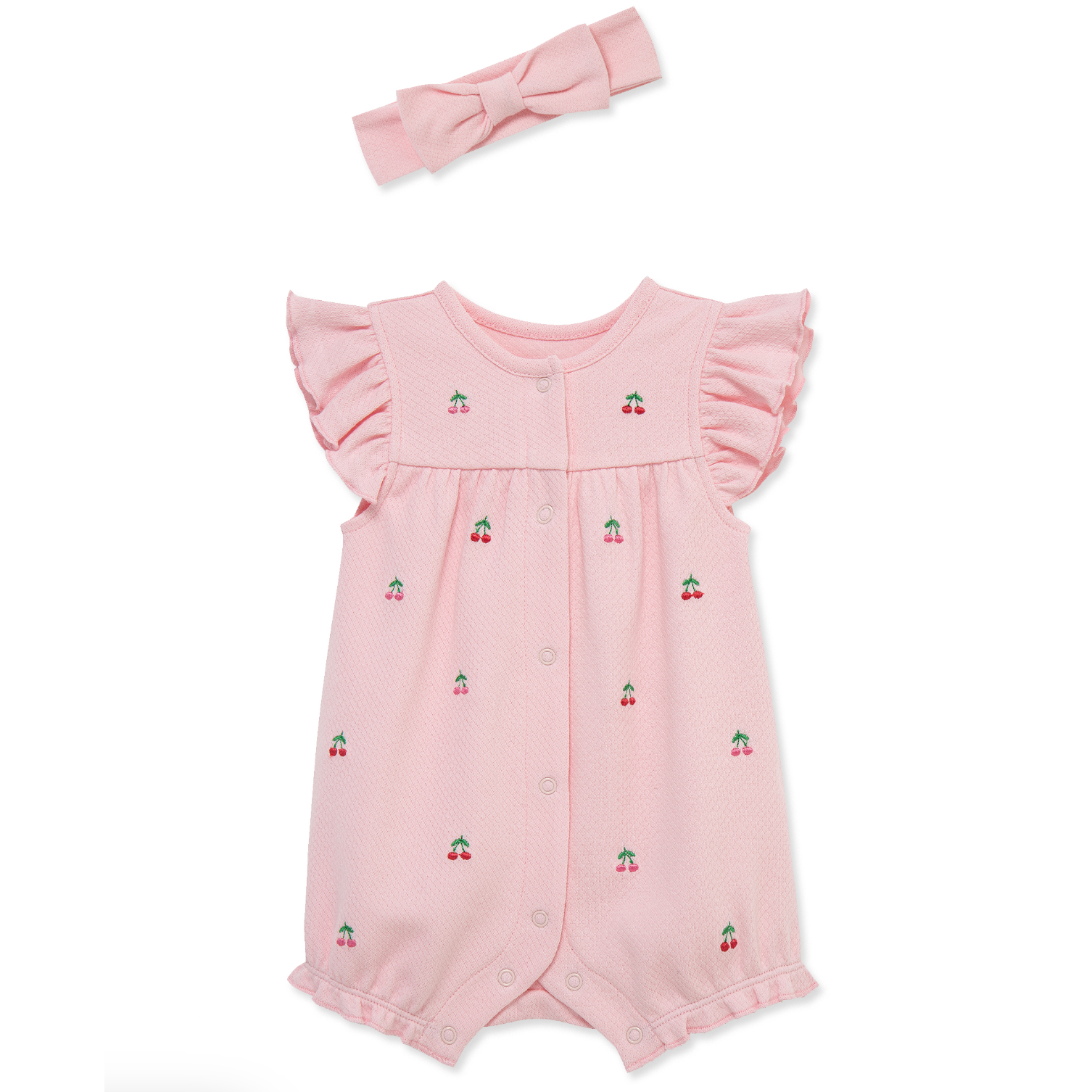 Little Me Romper- Cherries with Headpiece-LITTLE ME-Little Giant Kidz