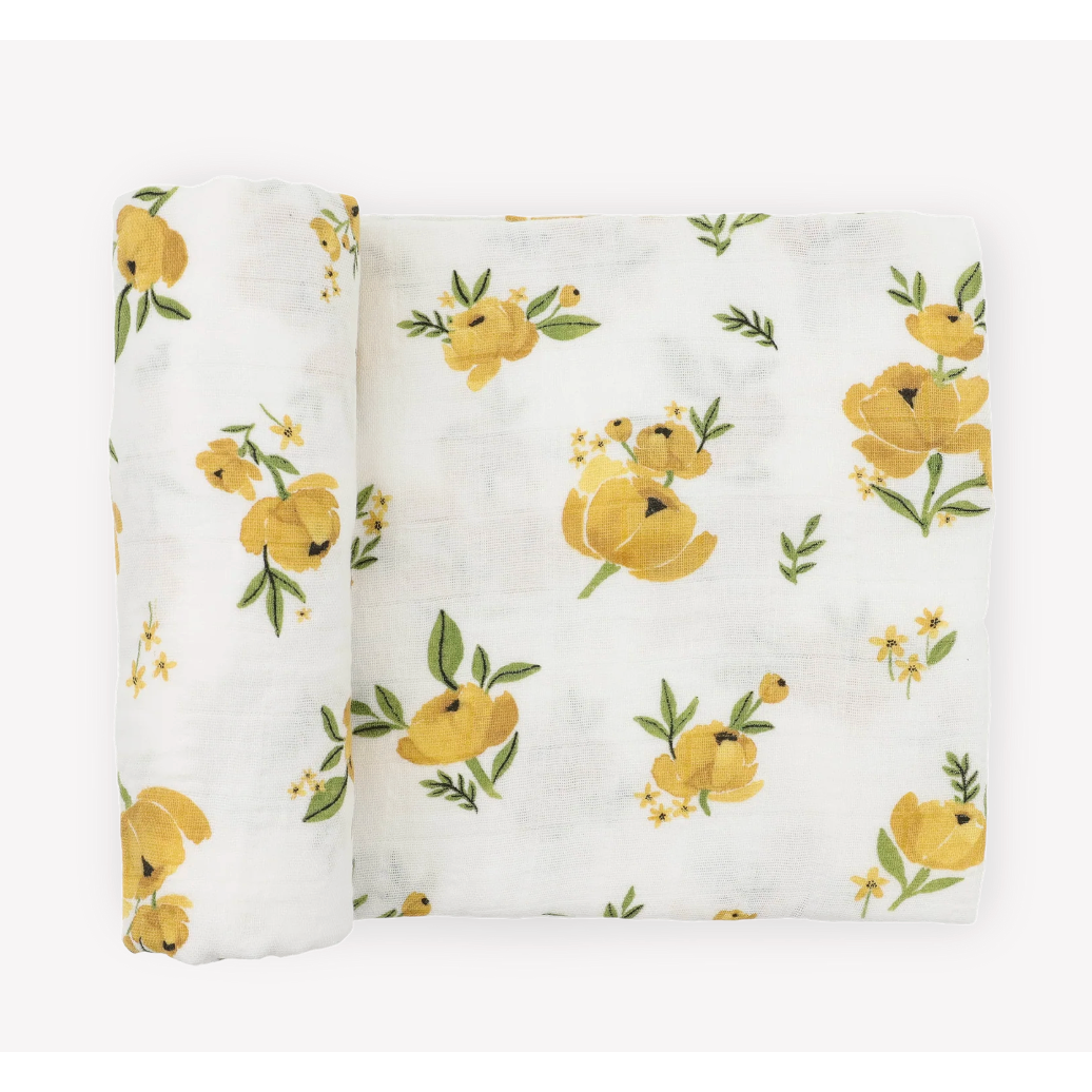 Little Unicorn Cotton Muslin Swaddle Blanket - Yellow Rose-LITTLE UNICORN-Little Giant Kidz