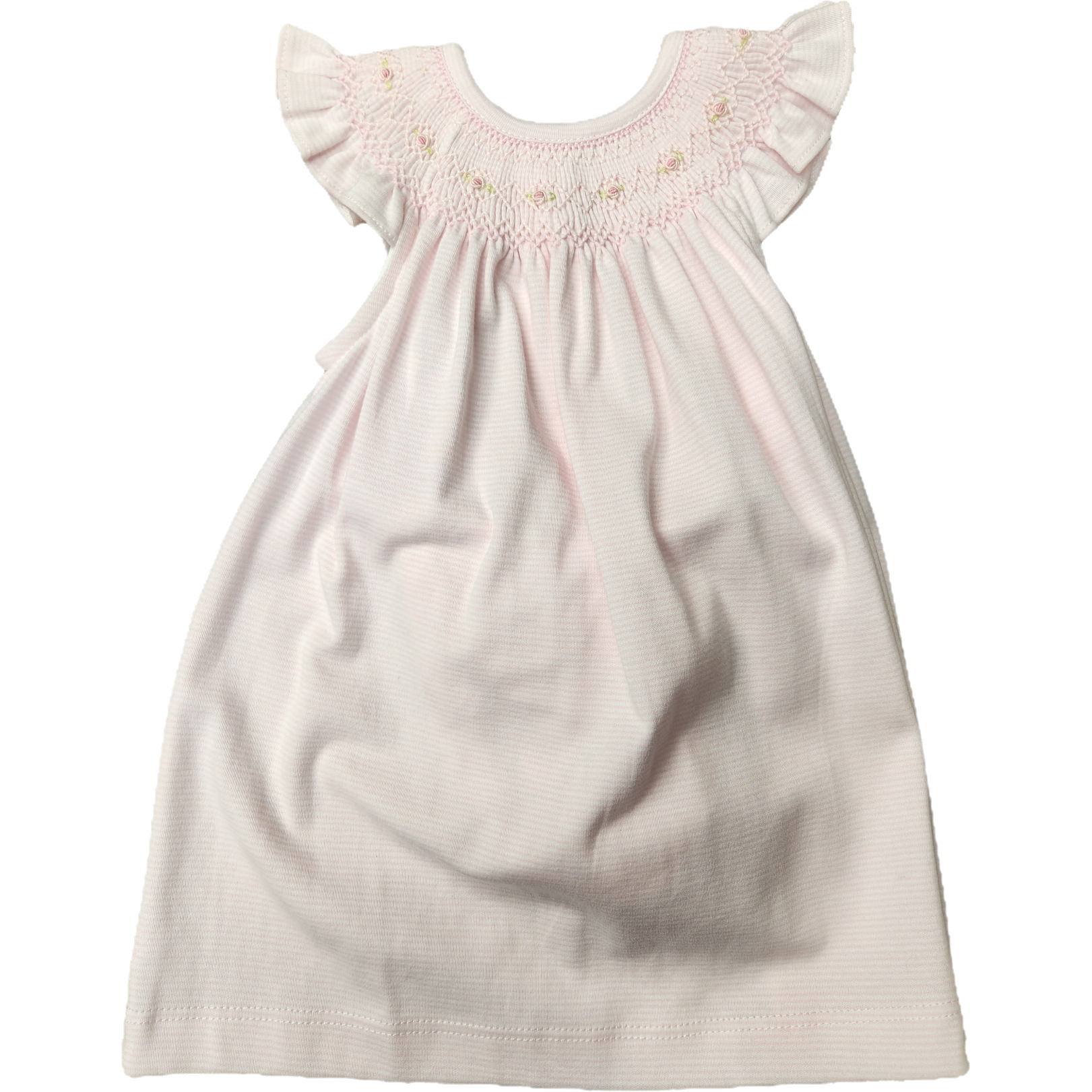 Loren Hand Smocked Pima Bishop Dress- Pink Tiny Stripes-Baby Loren-Little Giant Kidz