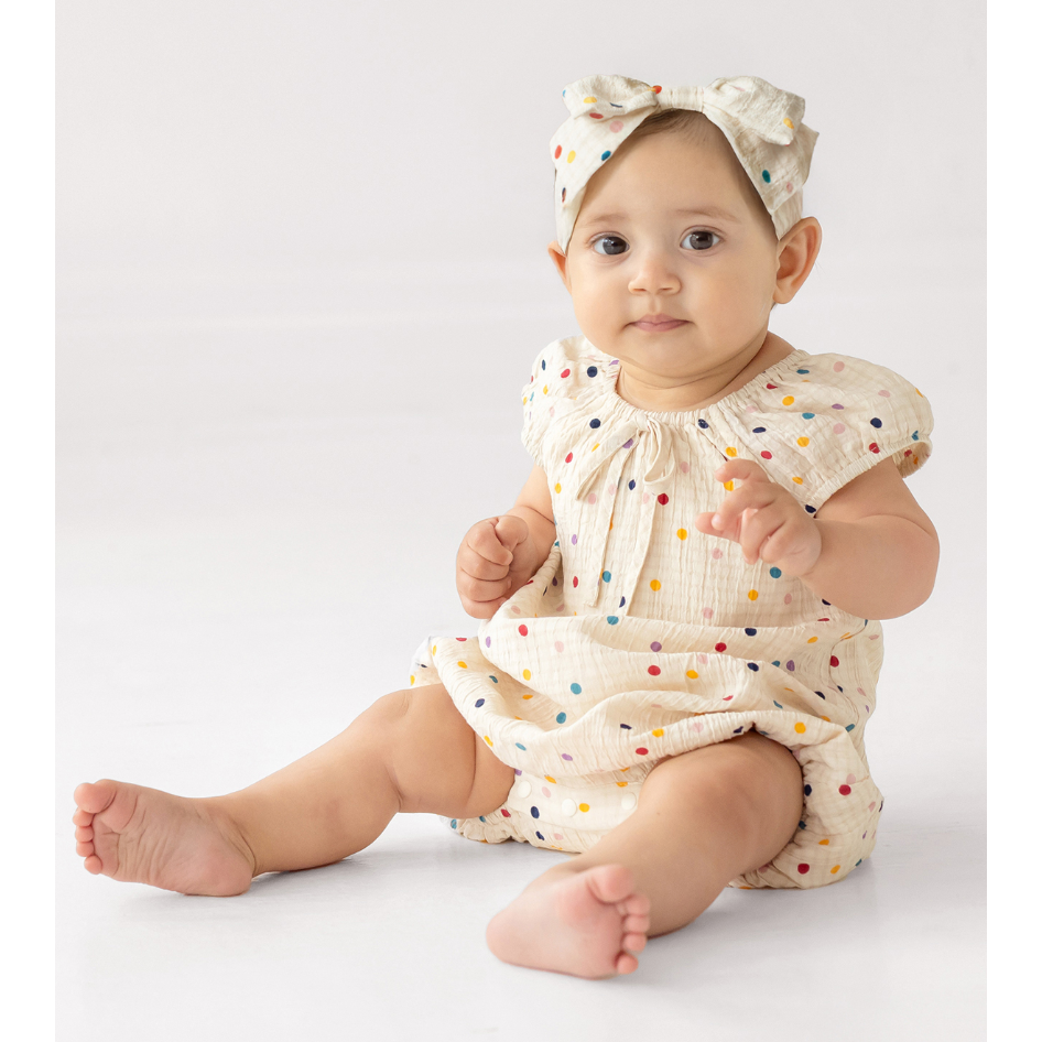 Mabel + Honey Confetti Cutie Romper- Ivory-MABEL+HONEY-Little Giant Kidz