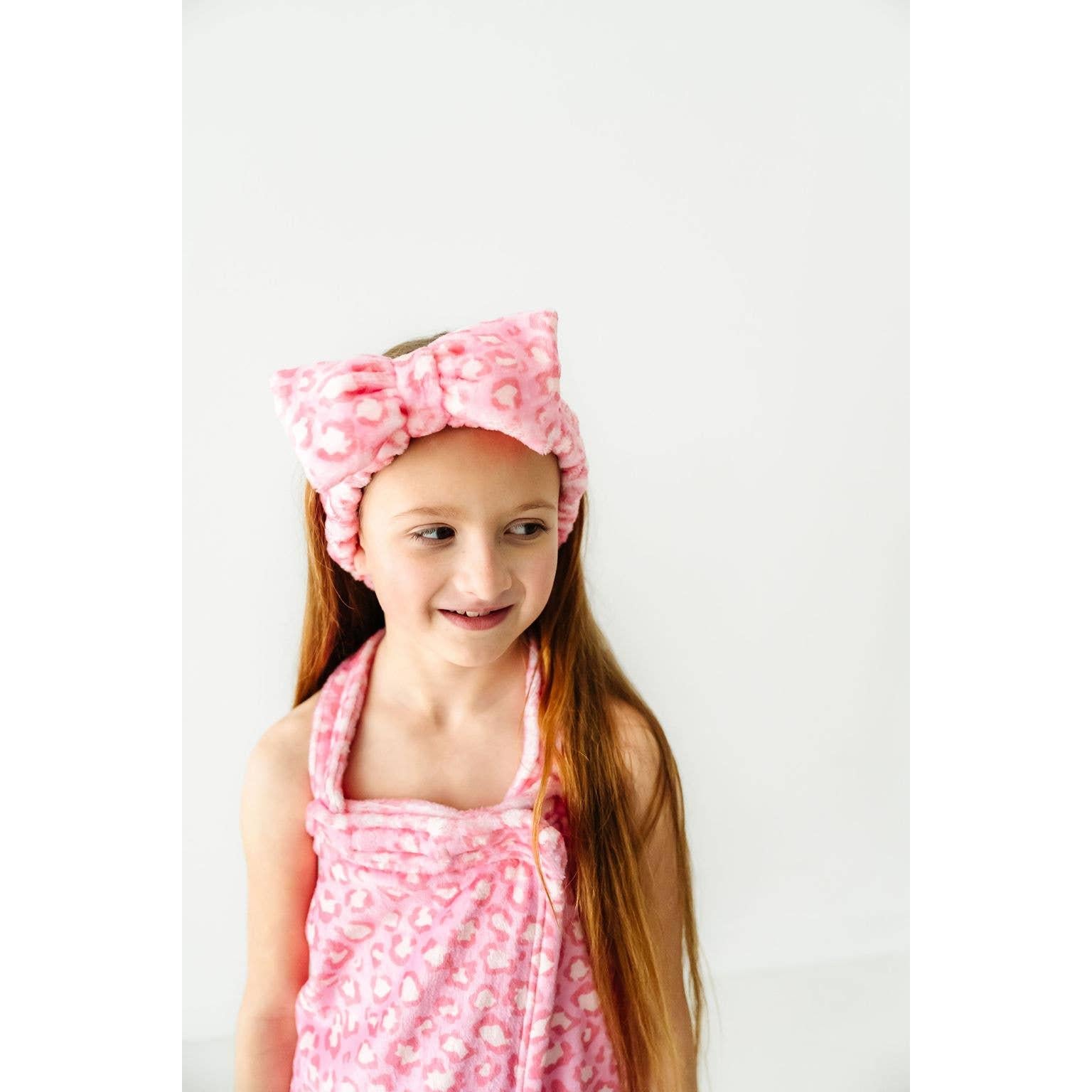 Macaron + Me - Plush Bow-Pink Leopard-Macaron + Me-Little Giant Kidz