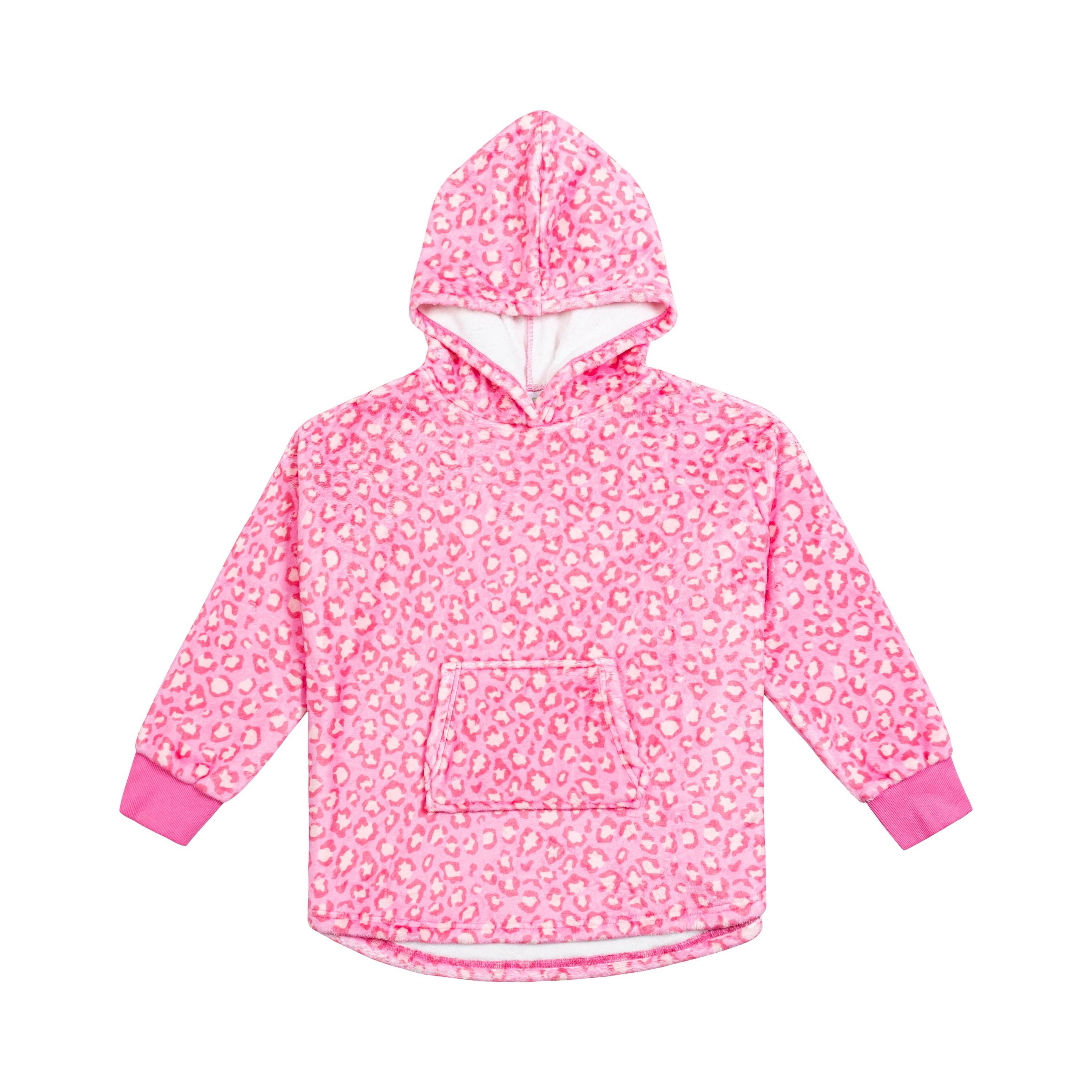 Macaron + Me - Plush Oversized Hoody - Pink Leopard: XXS-2/3-Macaron + Me-Little Giant Kidz
