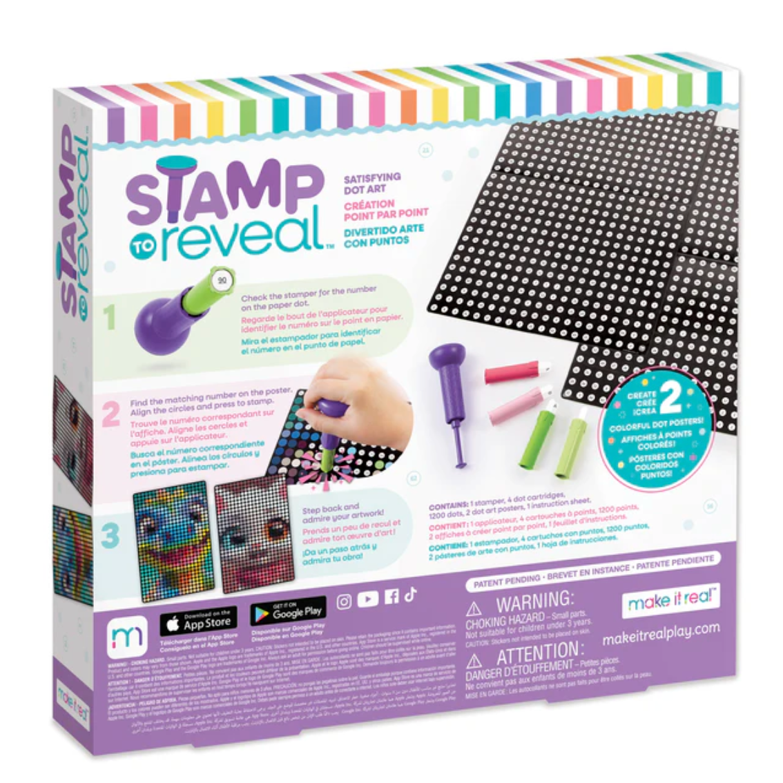 Make It Real Stamp To Reveal 2 Pack (Cool Cat, & Smily Dino)-Make It Real-Little Giant Kidz