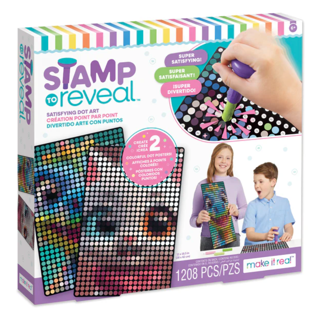 Make It Real Stamp To Reveal 2 Pack (Cool Cat, & Smily Dino)-Make It Real-Little Giant Kidz