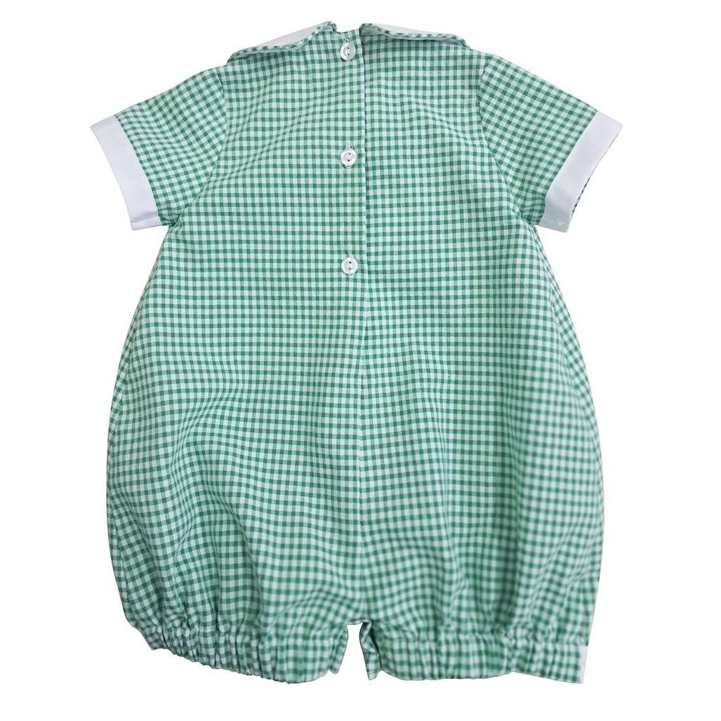 Marco & Lizzy Noah Green Checks Seersucker Boy's Romper-Marco & Lizzy-Little Giant Kidz