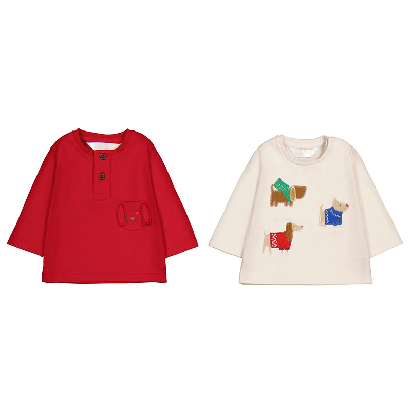 Mayoral Baby Long Sleeve Red T-Shirt-MAYORAL-Little Giant Kidz