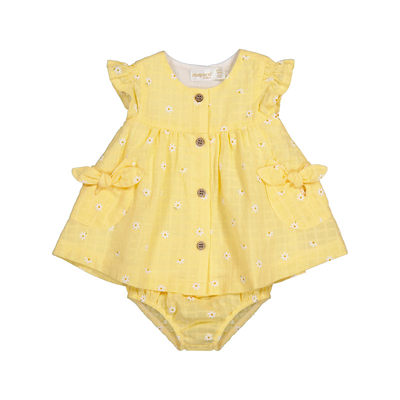 Mayoral Baby Yellow Flower Dress-MAYORAL-Little Giant Kidz