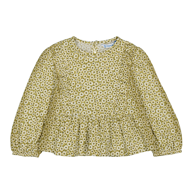 Mayoral Girl Bambula Knit Print Blouse-Oil-MAYORAL-Little Giant Kidz
