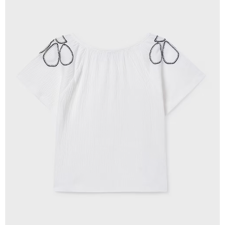 Mayoral Girl Bambula T-shirt - White/Black-MAYORAL-Little Giant Kidz