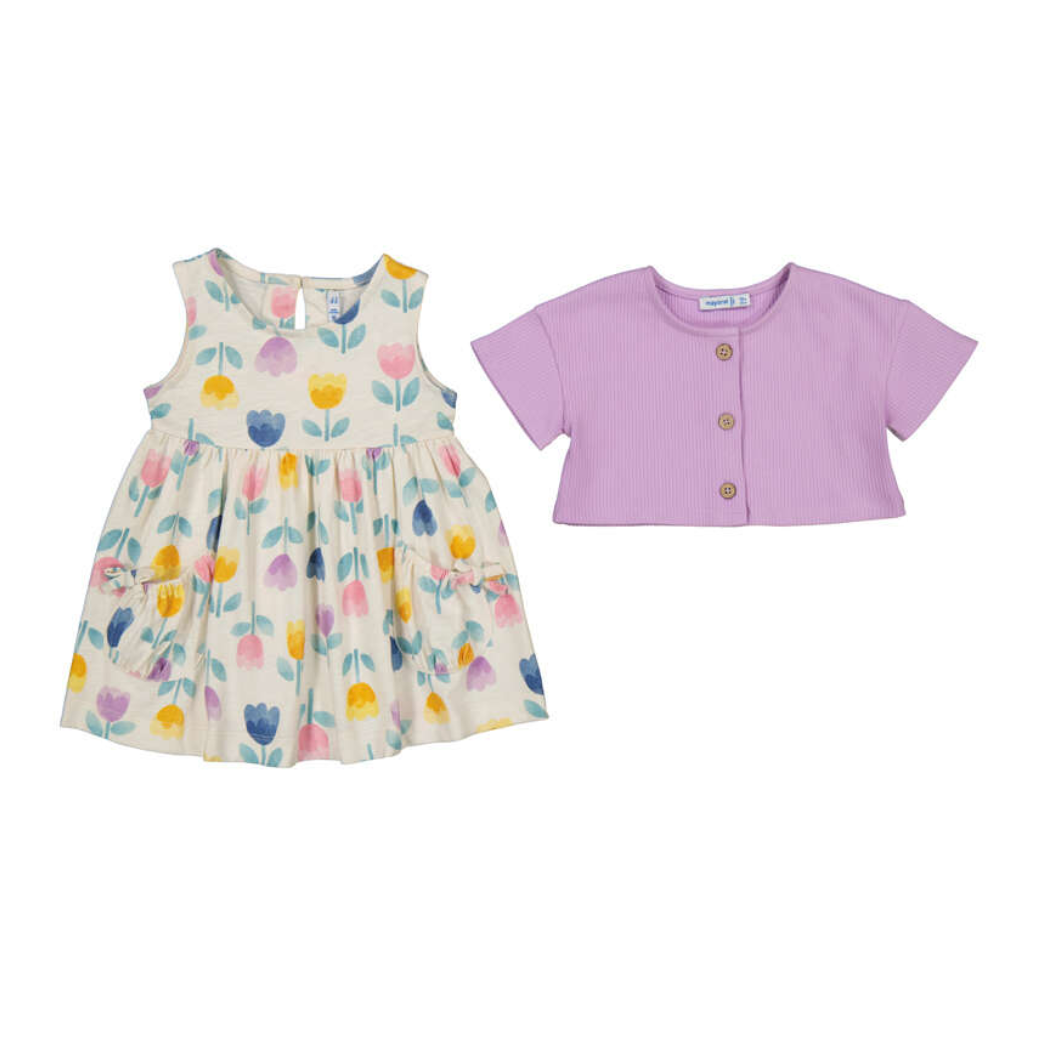 Mayoral Girl Dress 2 Piece- Lilac-MAYORAL-Little Giant Kidz