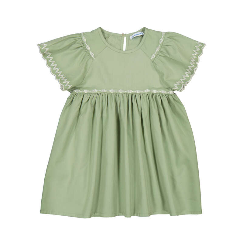 Mayoral Girl Embroidered Dress- Moss-MAYORAL-Little Giant Kidz