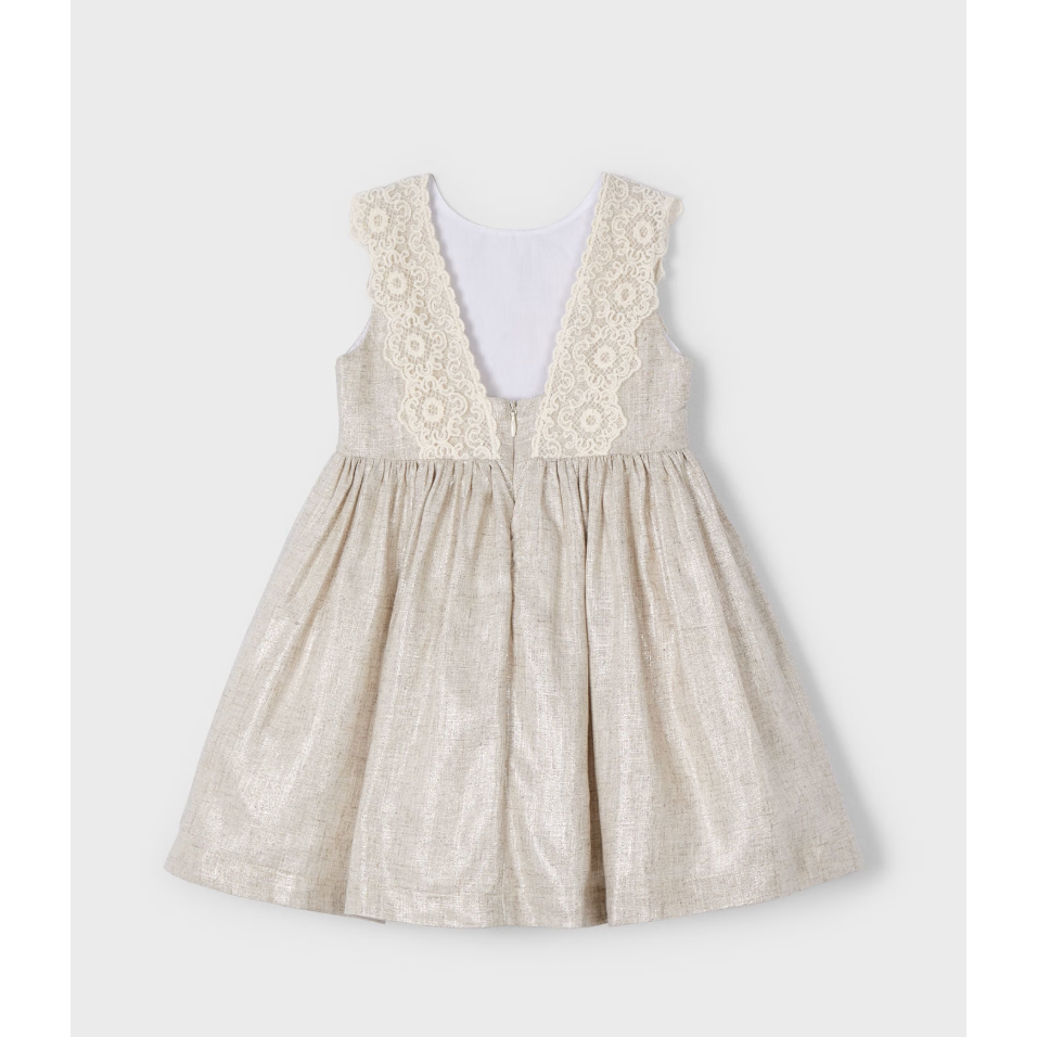 Mayoral Girl Linen Dress with Embroidered Detail-MAYORAL-Little Giant Kidz