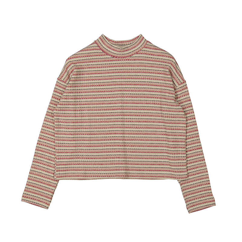Mayoral Girl Stripes Mockneck Sweater- Blush-MAYORAL-Little Giant Kidz