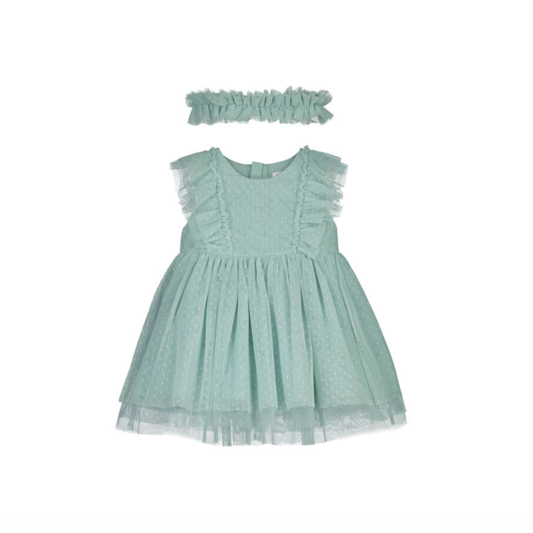 Mayoral Girl Tulle Dress with Headband- Lake-MAYORAL-Little Giant Kidz