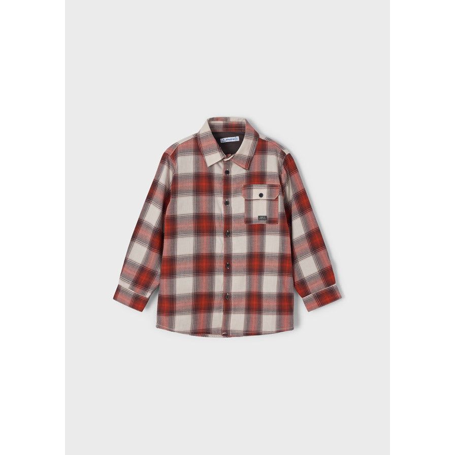 Mayoral Long Sleeve Checked Overshirt - Rust-MAYORAL-Little Giant Kidz