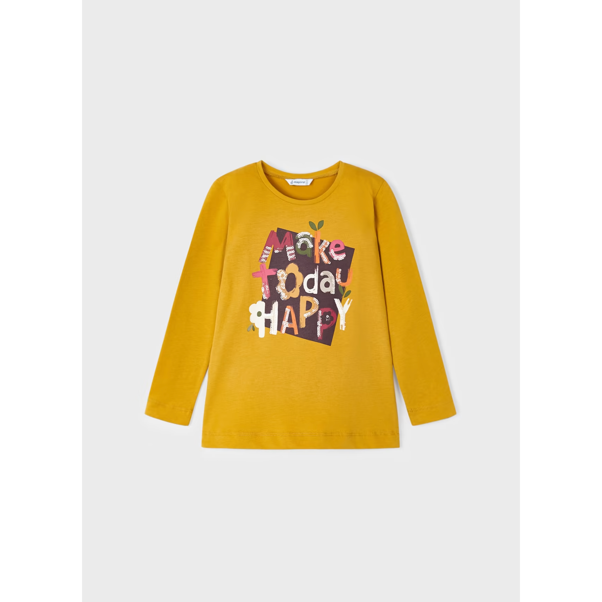 Mayoral Make Today Happy Printed Long Sleeve Tee-MAYORAL-Little Giant Kidz