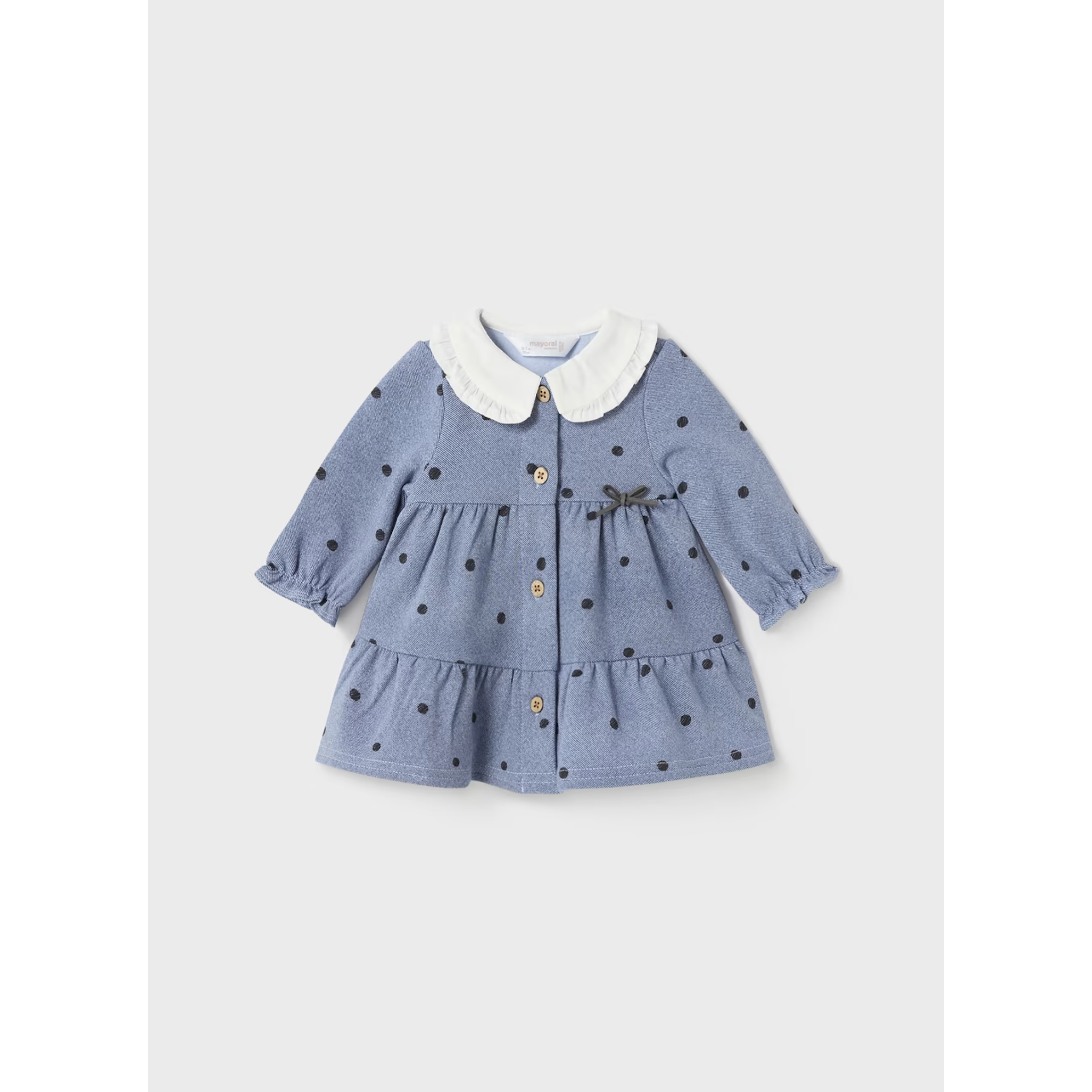 Mayoral Polka Dot Ruffle Neck Dress-MAYORAL-Little Giant Kidz