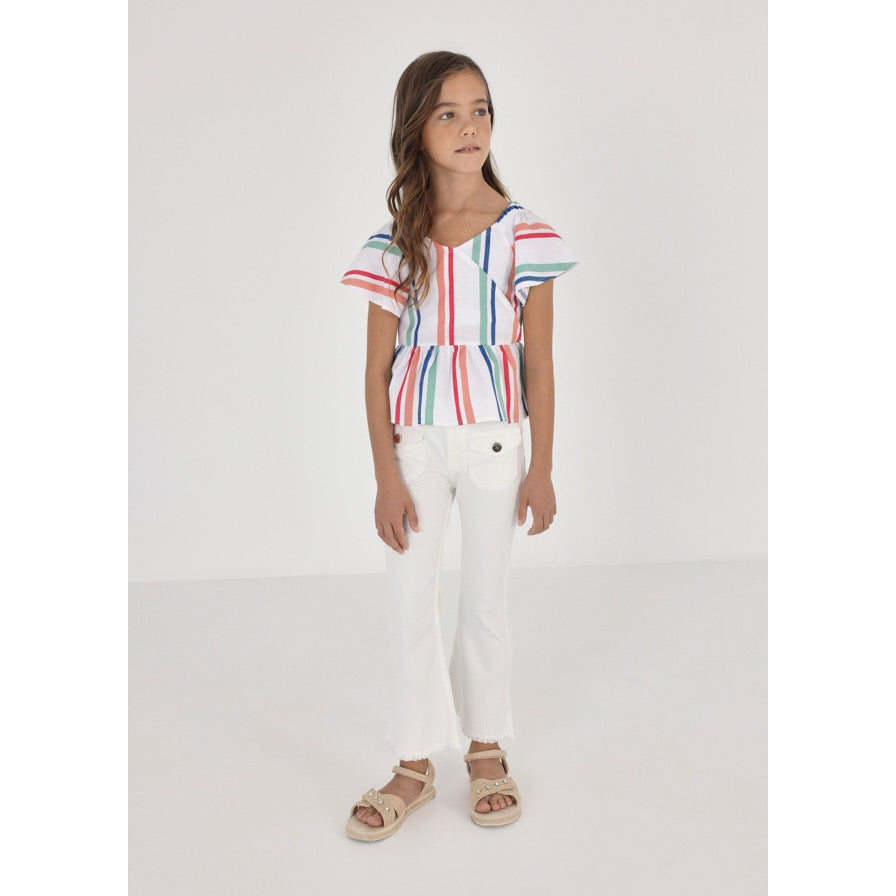 Mayoral Striped Short Sleeve Blouse-MAYORAL-Little Giant Kidz