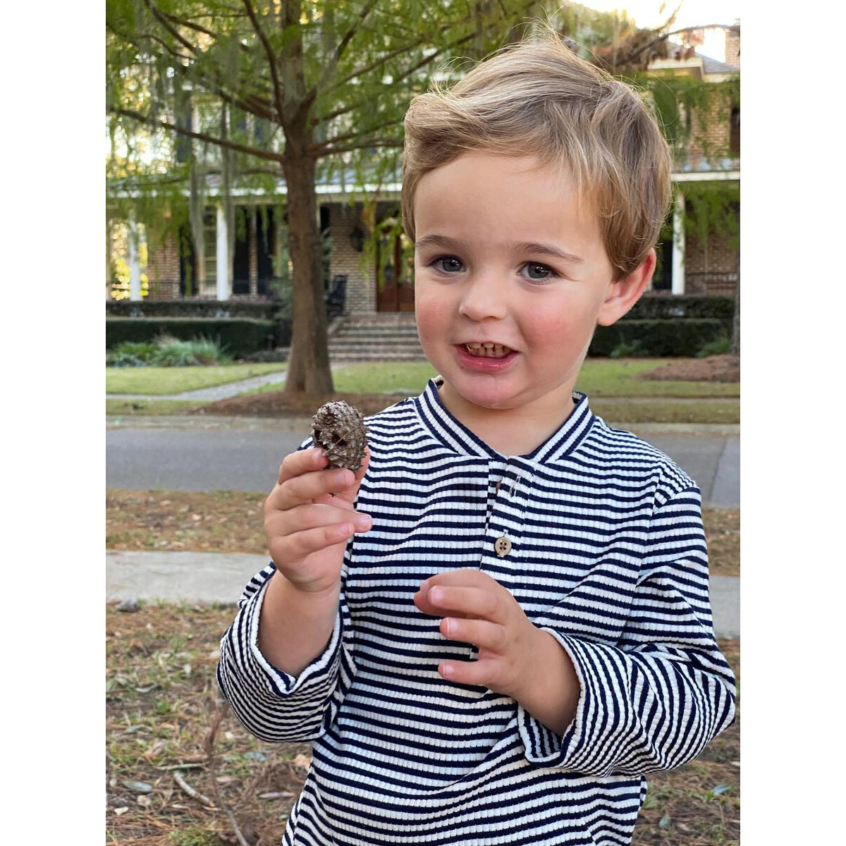 Me & Henry Adams Ribbed Henley - Navy Striped-ME & HENRY-Little Giant Kidz