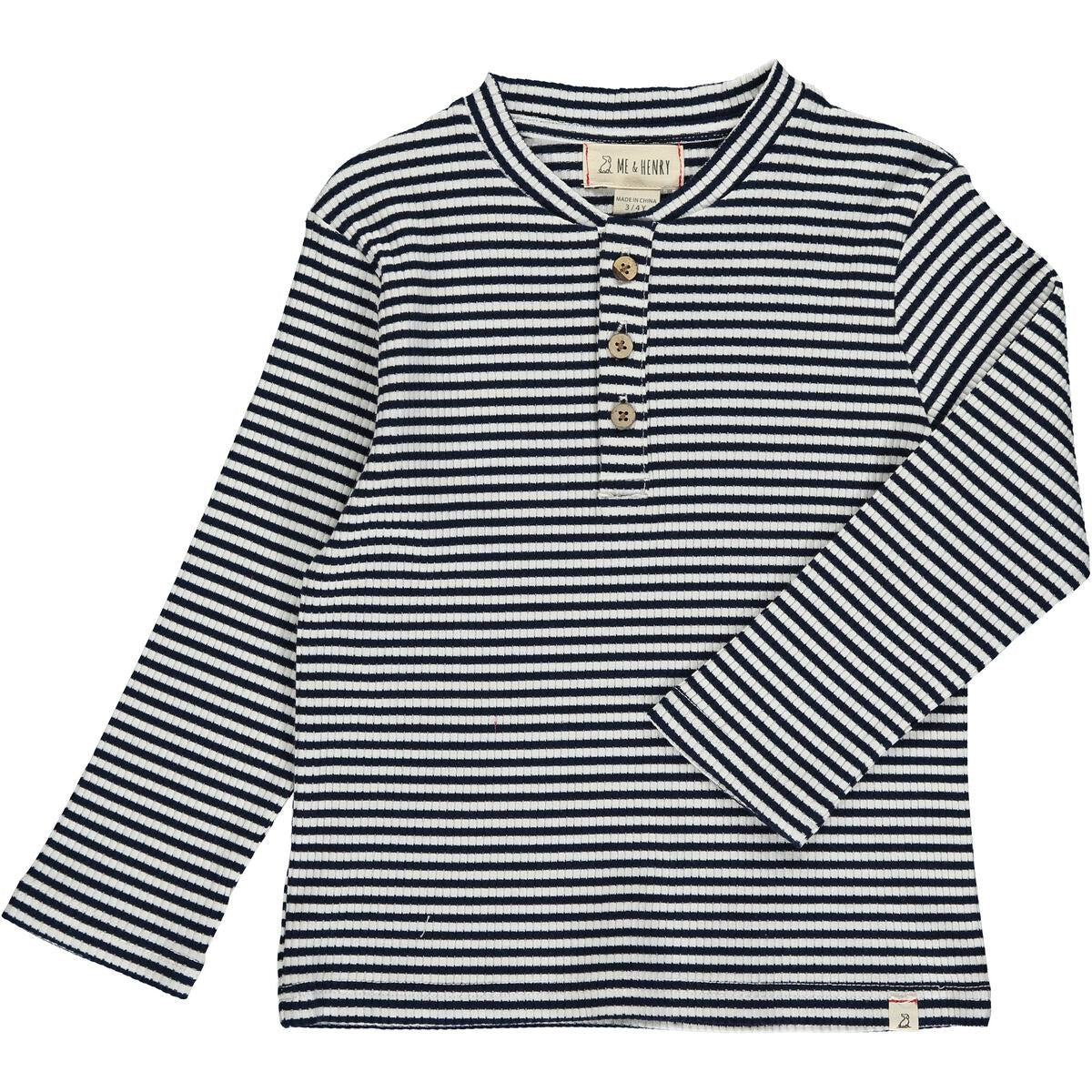 Me & Henry Adams Ribbed Henley - Navy Striped-ME & HENRY-Little Giant Kidz