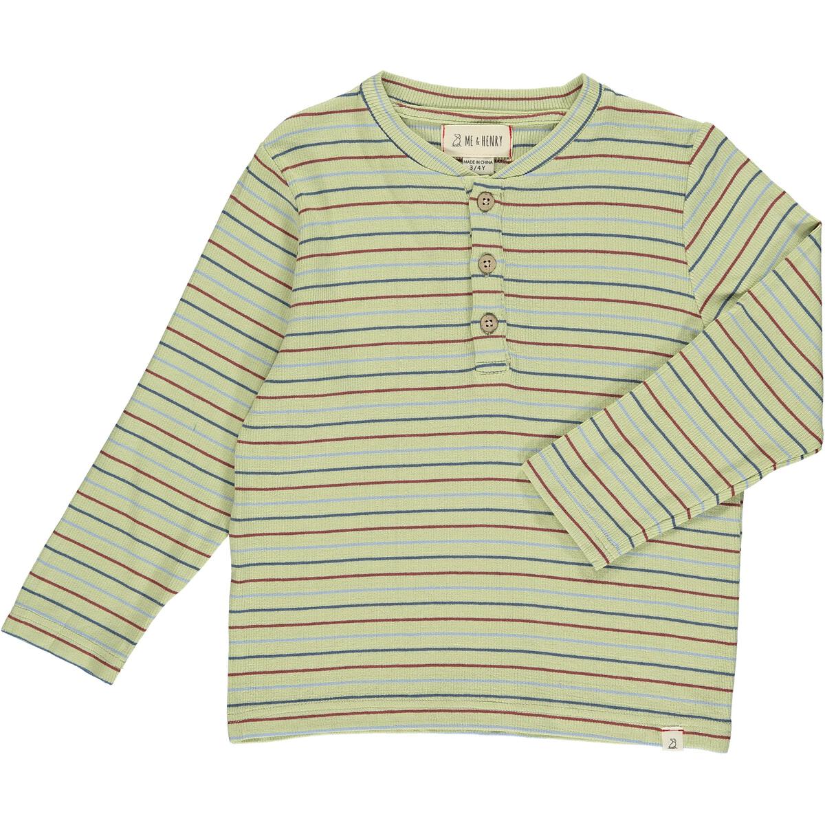 Me & Henry Adams Ribbed Henley - Olive Striped-ME & HENRY-Little Giant Kidz