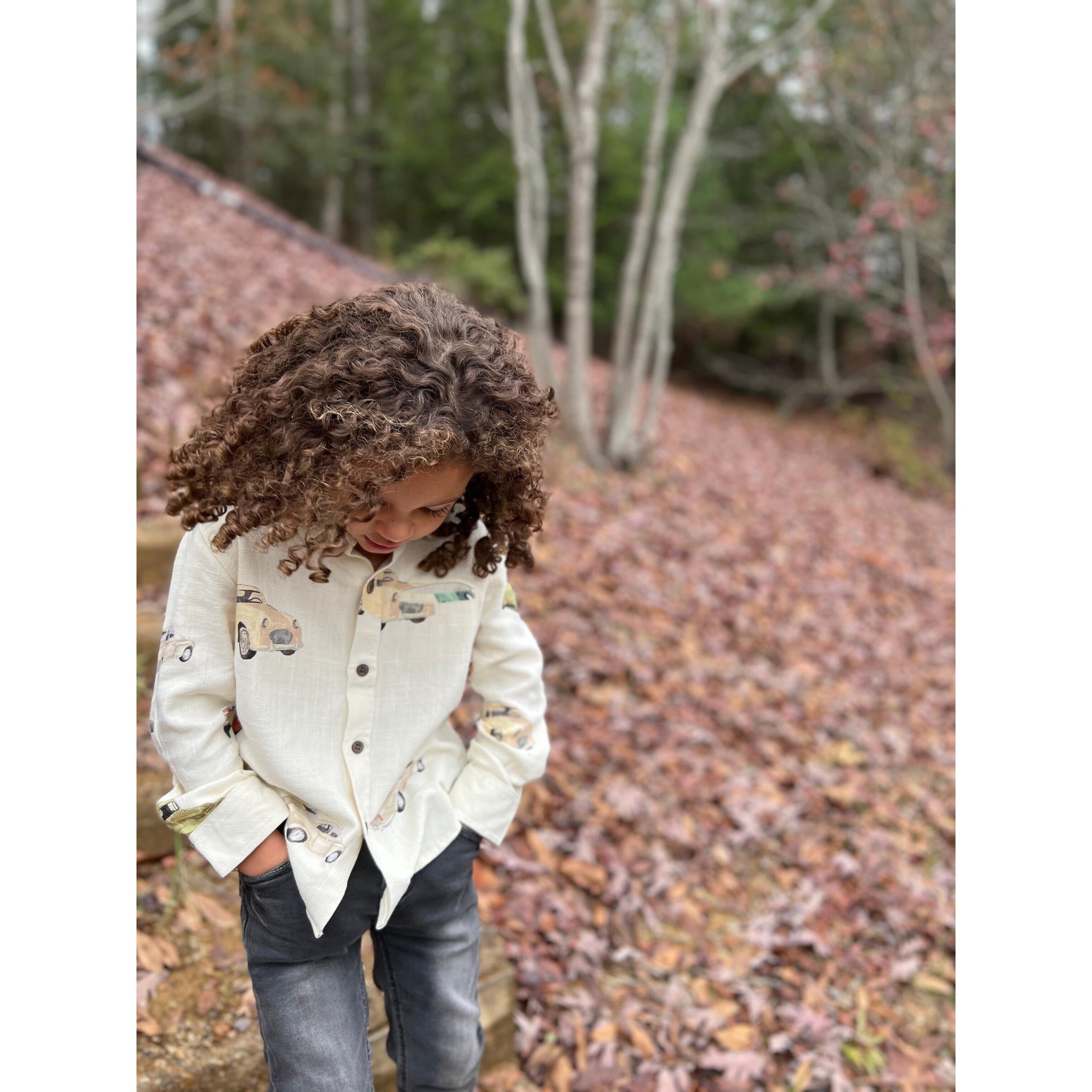 Me & Henry Car Print Atwood Woven Shirt-ME & HENRY-Little Giant Kidz