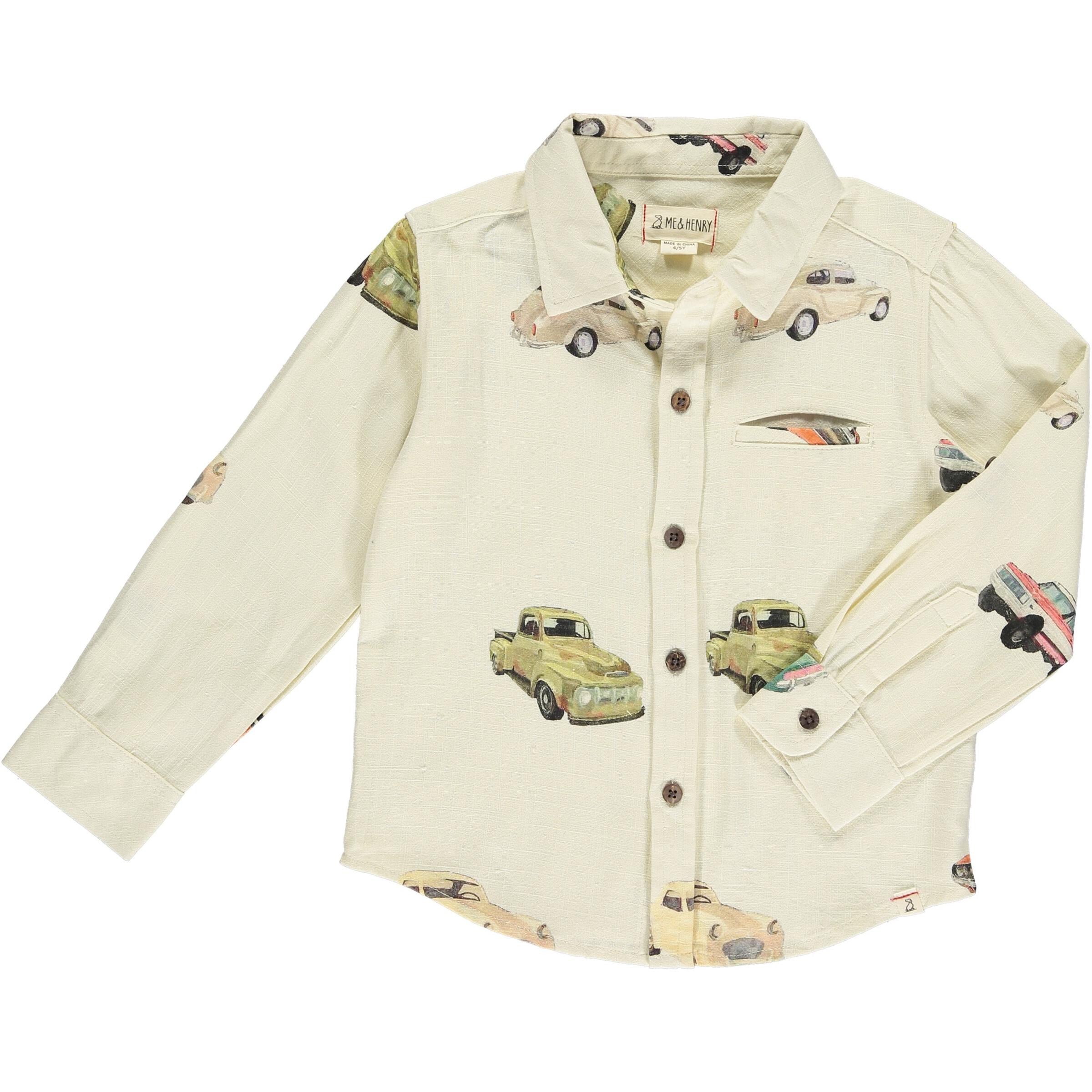 Me & Henry Car Print Atwood Woven Shirt-ME & HENRY-Little Giant Kidz
