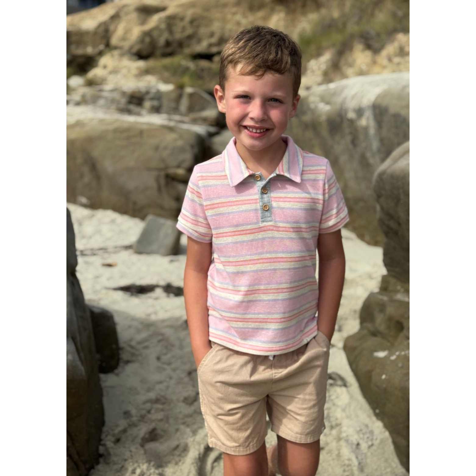 Me & Henry Crew Woven Shorts- Beige-ME & HENRY-Little Giant Kidz