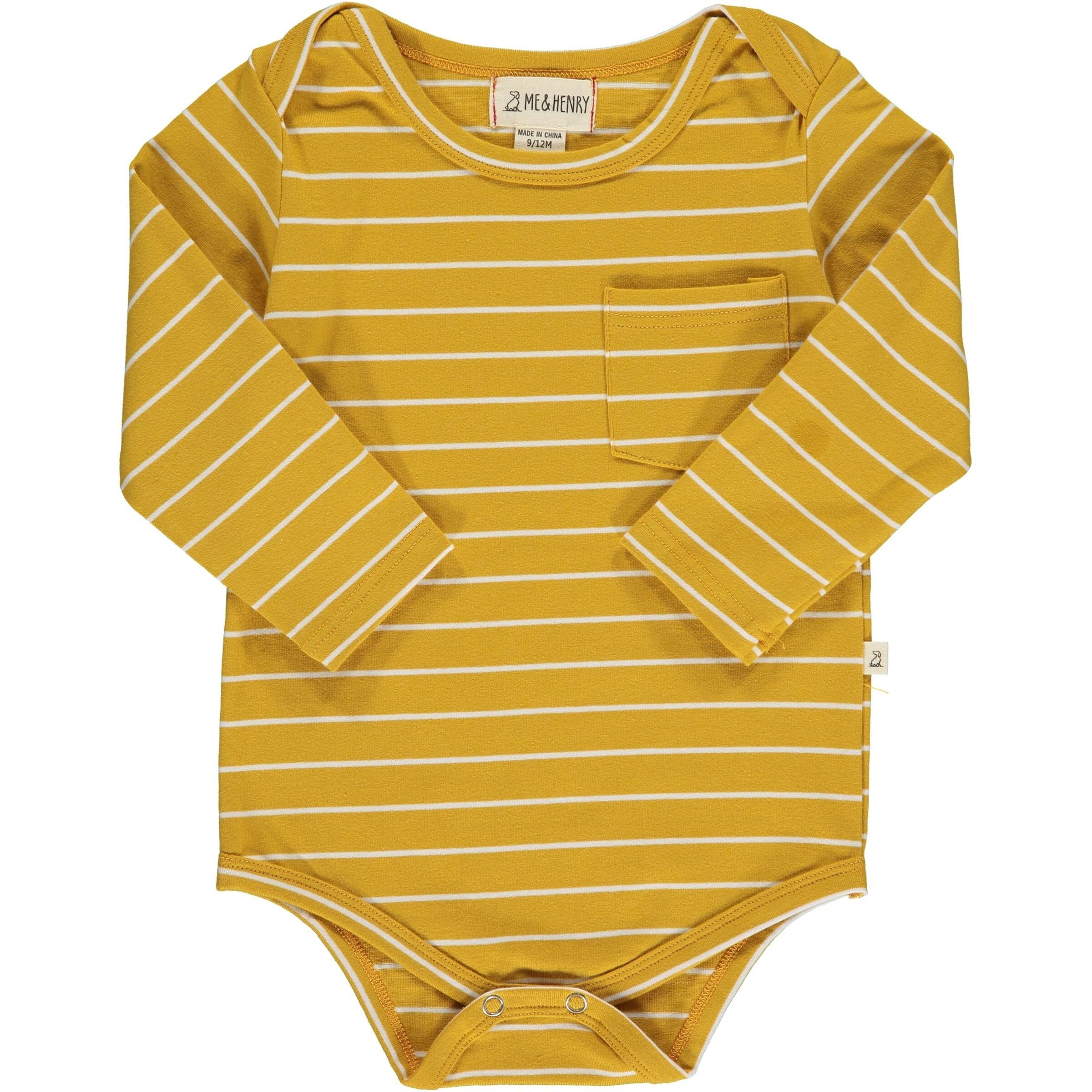 Me & Henry Gold Wide Stripes Tellico Onesie-ME & HENRY-Little Giant Kidz