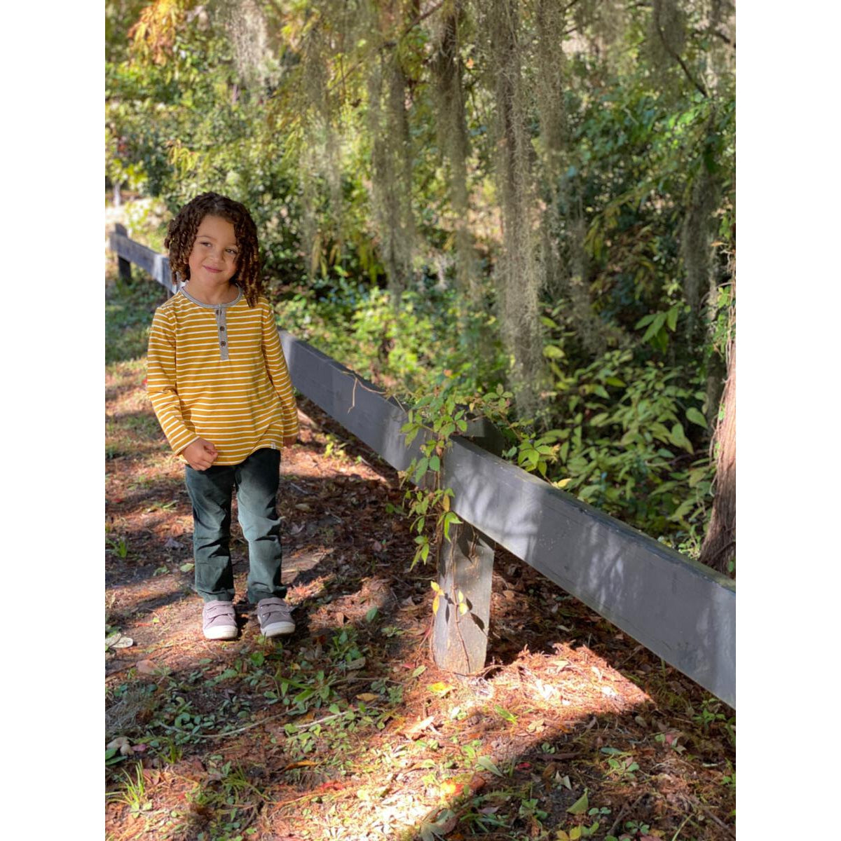 Me & Henry Mascot Henley Long Sleeve Top - Mustard Stripe-ME & HENRY-Little Giant Kidz