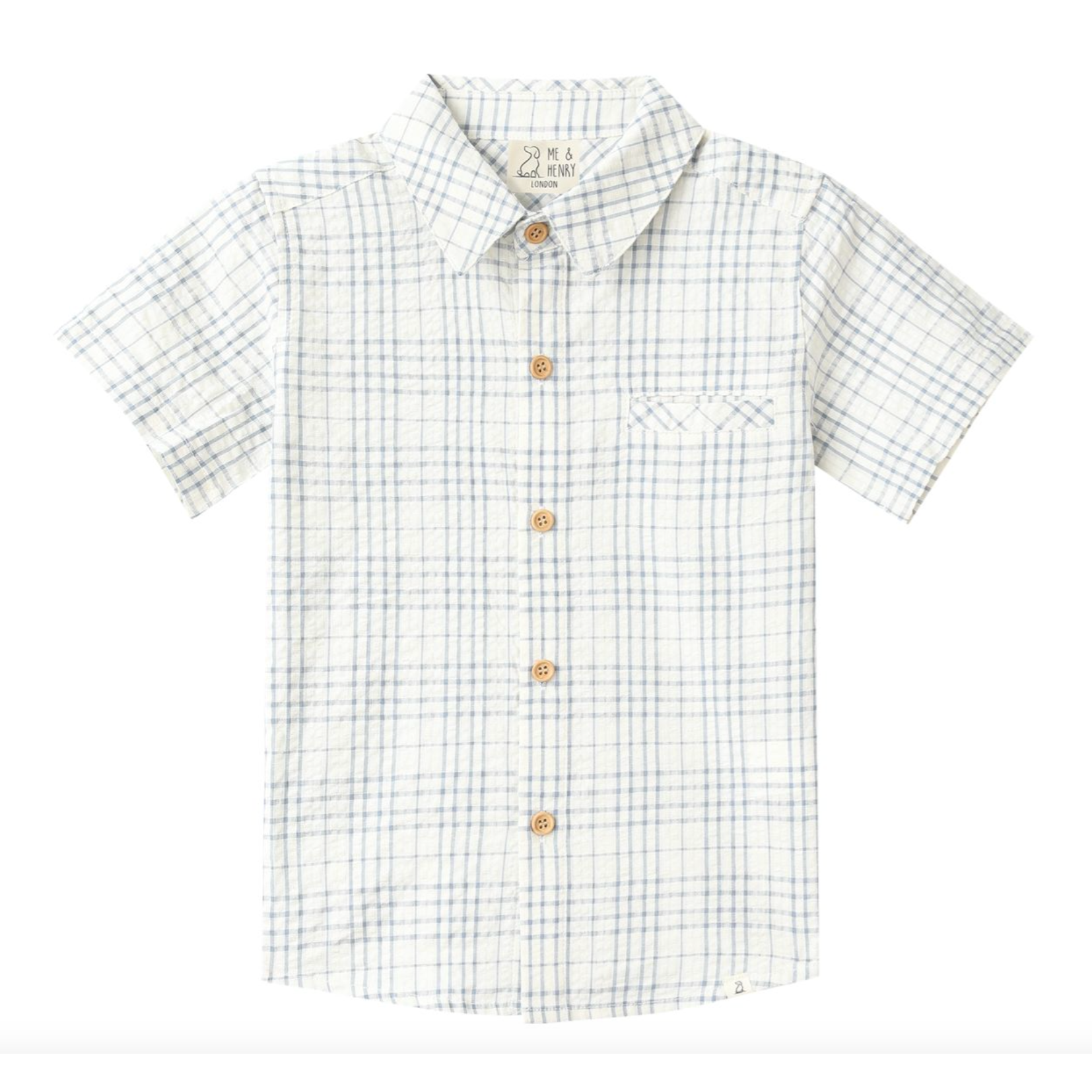 Me & Henry Newport Woven Shirt- Chambray/Cream Plaid-ME & HENRY-Little Giant Kidz