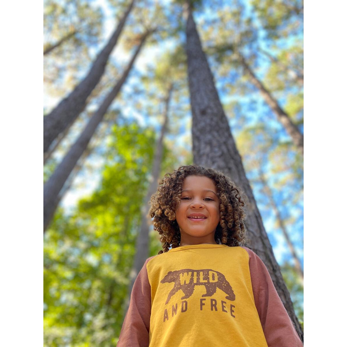 Me & Henry Walhalla Raglan Wild & Free Printed Tee - Mustard-ME & HENRY-Little Giant Kidz