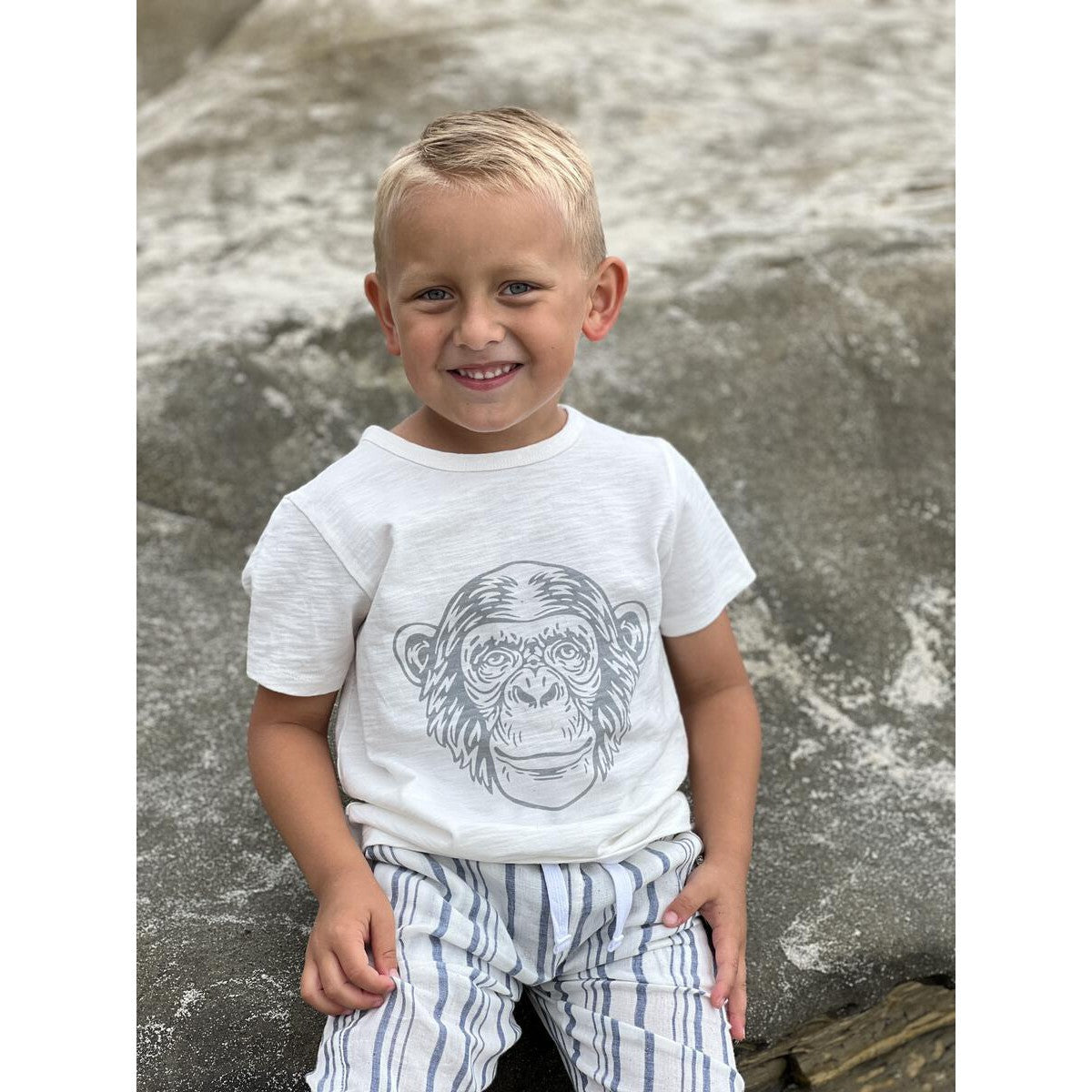 Me & Henry White Chimpanzee Falmouth Tee-ME & HENRY-Little Giant Kidz