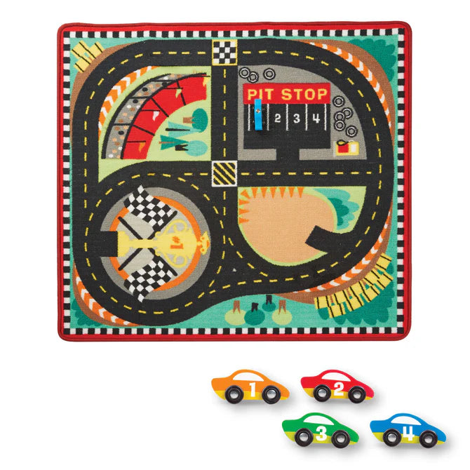 Melissa Doug Activity Rug Round the Speedway Race Track Rug Car