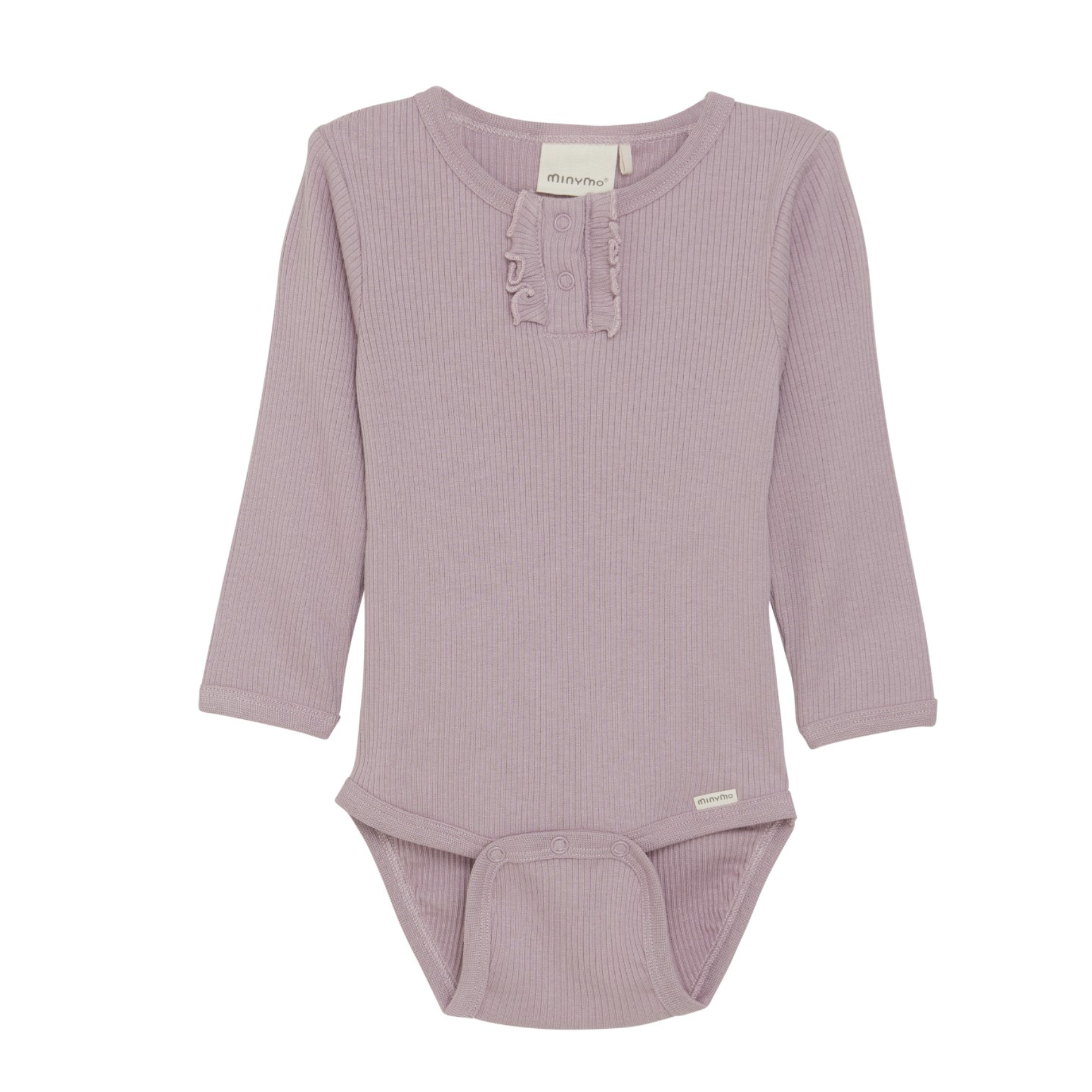 Minymo Long Sleeve Ribbed Bodysuit-Dawn Pink-MINYMO-Little Giant Kidz