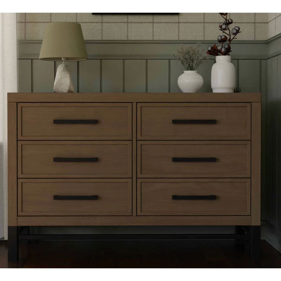 little brown dresser Monogram Newbern 6-Drawer Assembled A floral category__SHOPIFY_COLLECTIONS_COLLECTION_TEXTILES Low Tie-back Maxi Bridesmaid Color:Smoke Blue
