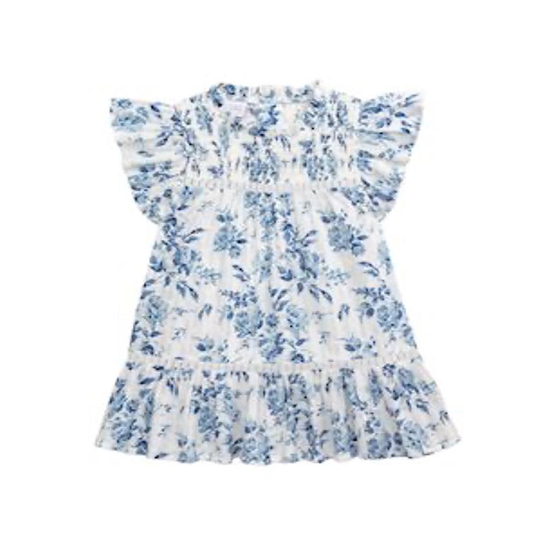 Mud Pie Blue Floral Smocked Dress-MUD PIE-Little Giant Kidz