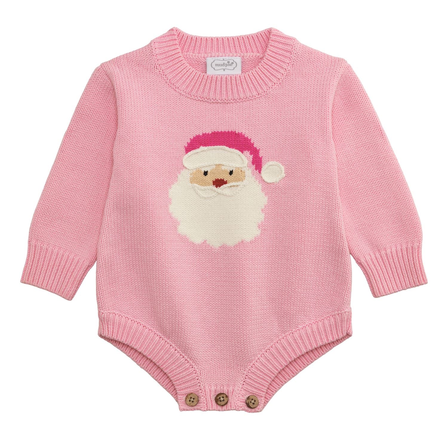 Mud Pie Christmas Pink Santa Sweater Bubble-MUD PIE-Little Giant Kidz