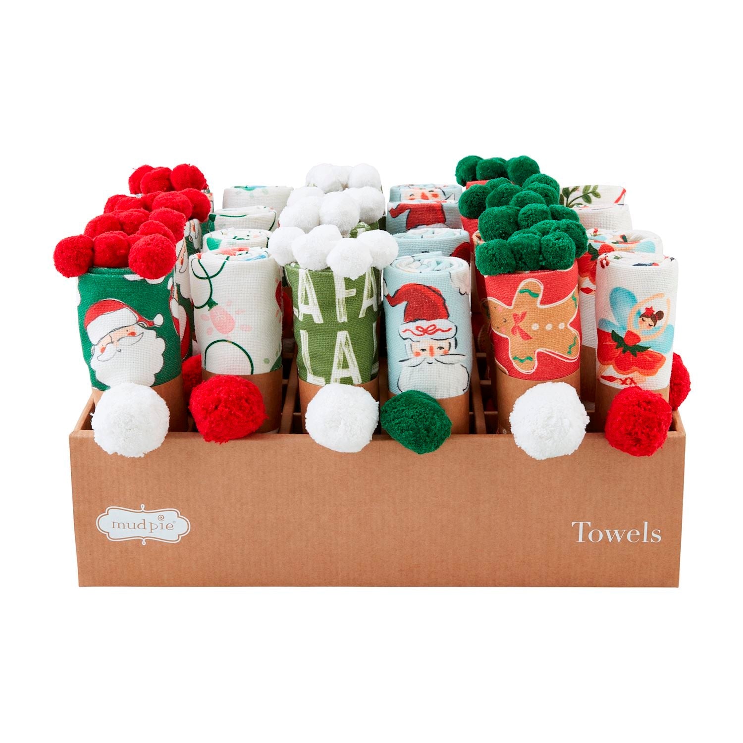 Mud Pie Christmas Print Pom Towels-MUD PIE-Little Giant Kidz