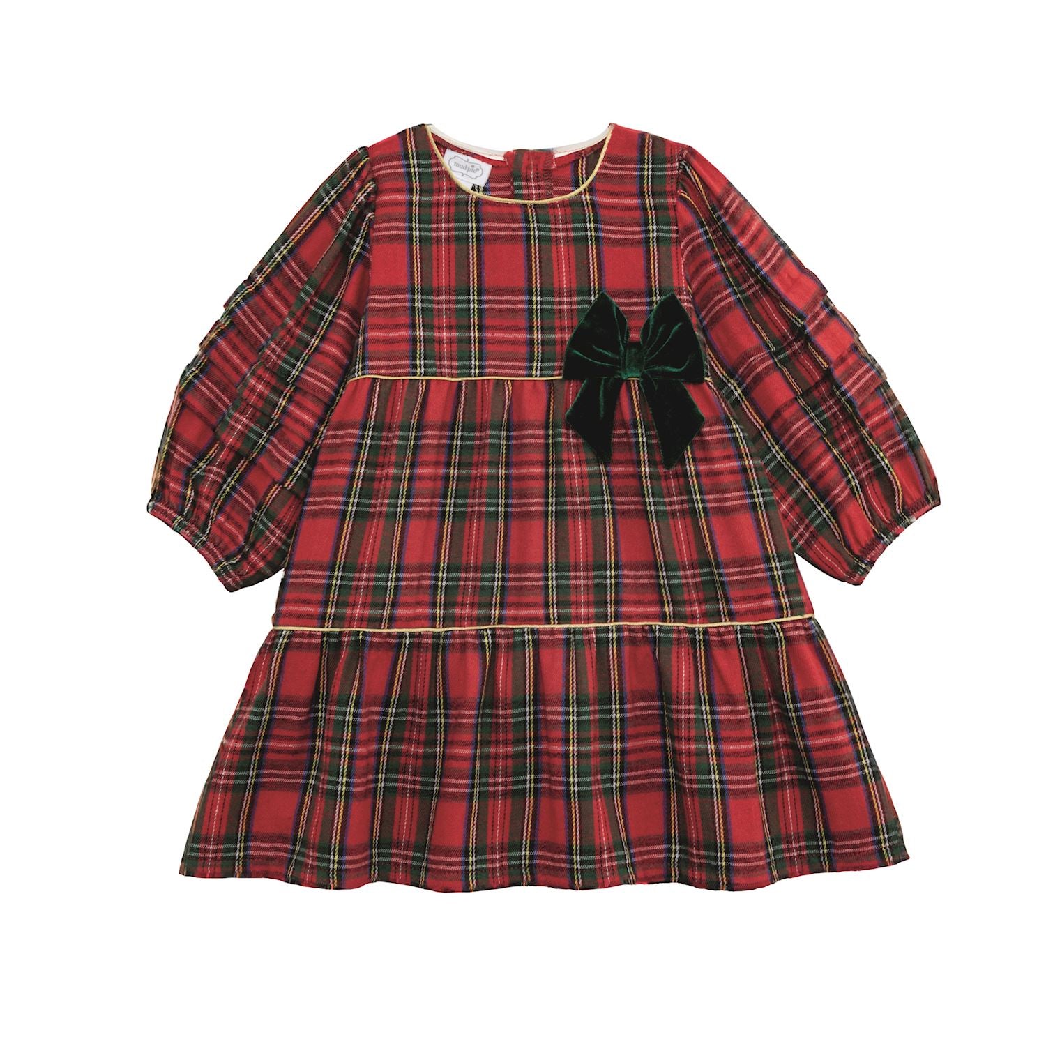 Mud Pie Christmas Tartan Bow Dress-MUD PIE-Little Giant Kidz