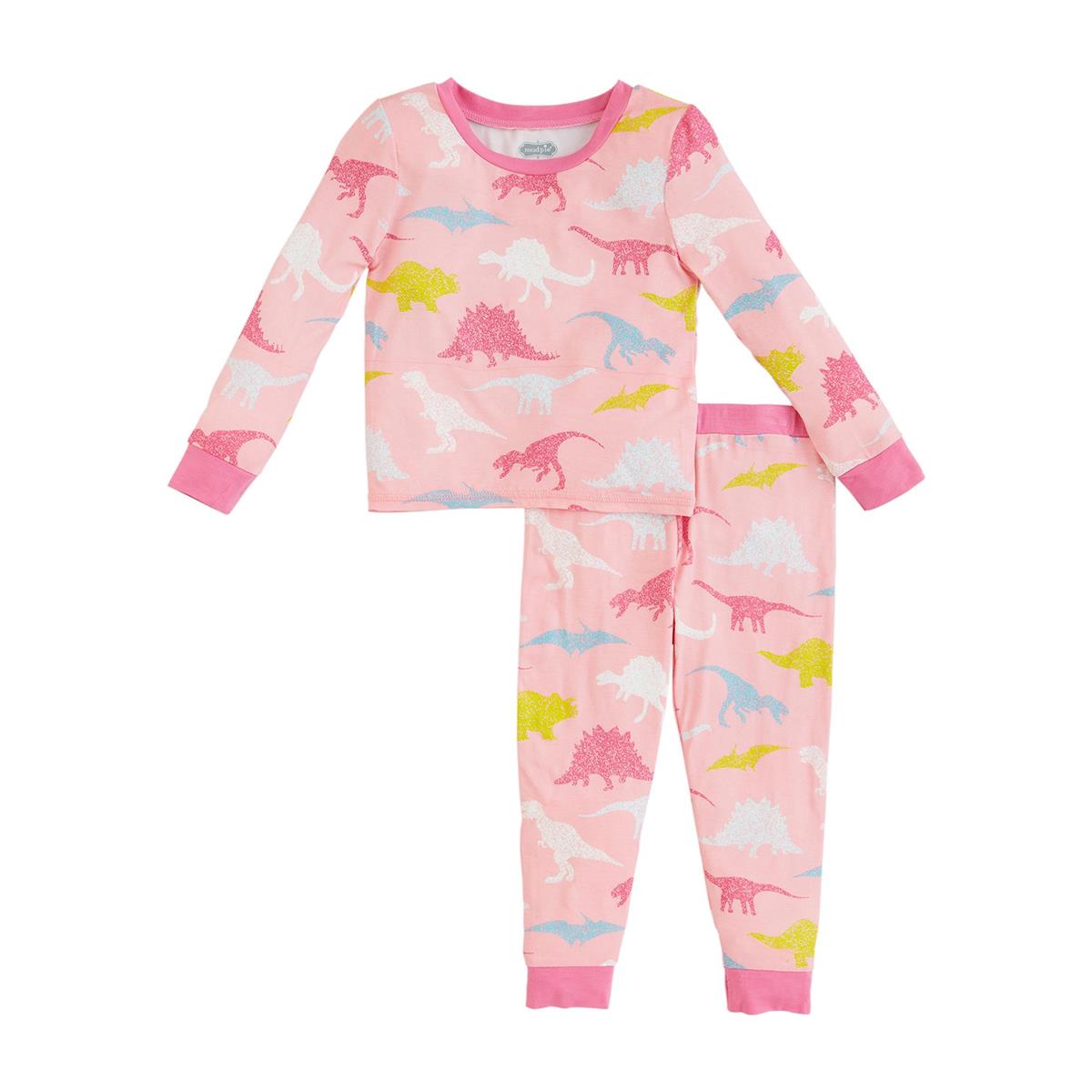 Mud Pie Glow Dino Pajama Set - Pink-MUD PIE-Little Giant Kidz