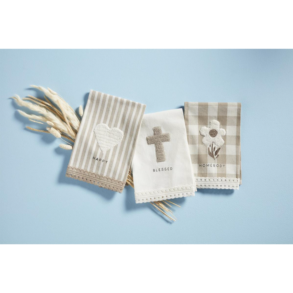 Mud Pie Happy Home Crochet Hand Towels-MUD PIE-Little Giant Kidz