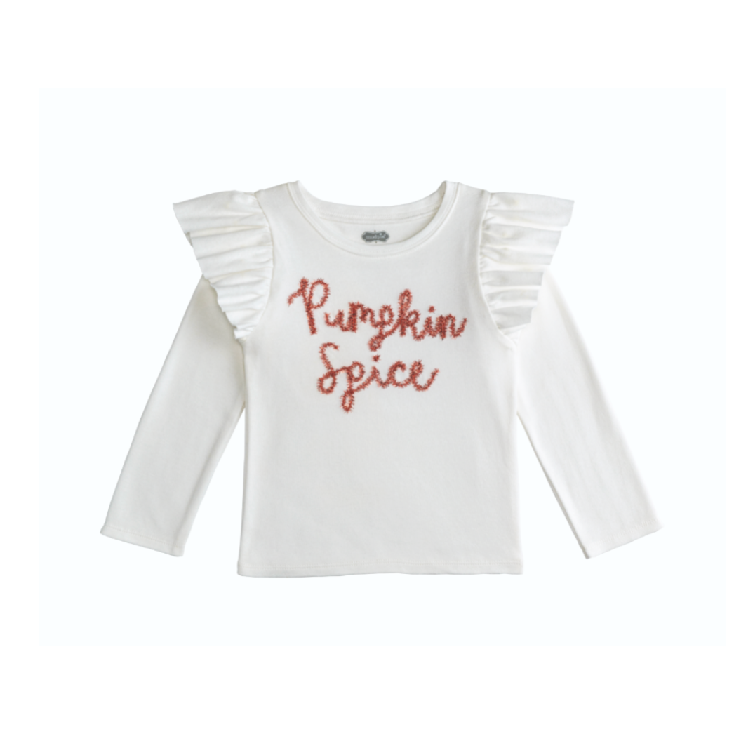 Mud Pie Ivory Pumpkin Tinsel Tee-MUD PIE-Little Giant Kidz