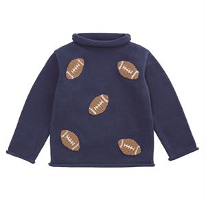 Mud Pie Mini Football Rollneck Sweater- Navy-MUD PIE-Little Giant Kidz