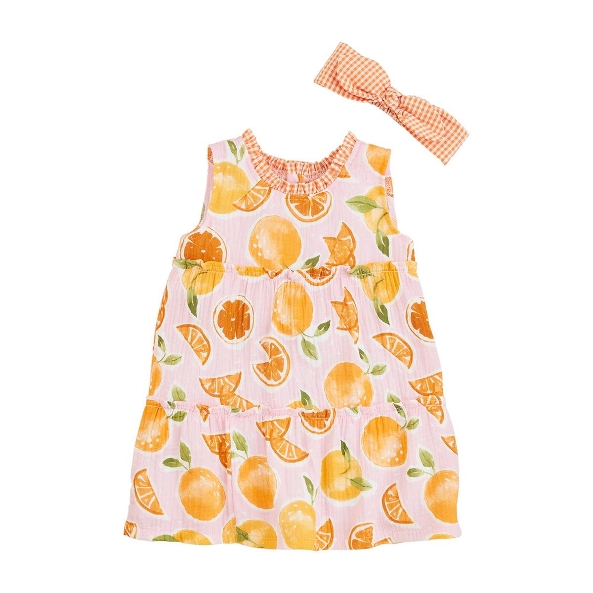 Mud Pie Baby Girl Orange Print Sun Dress