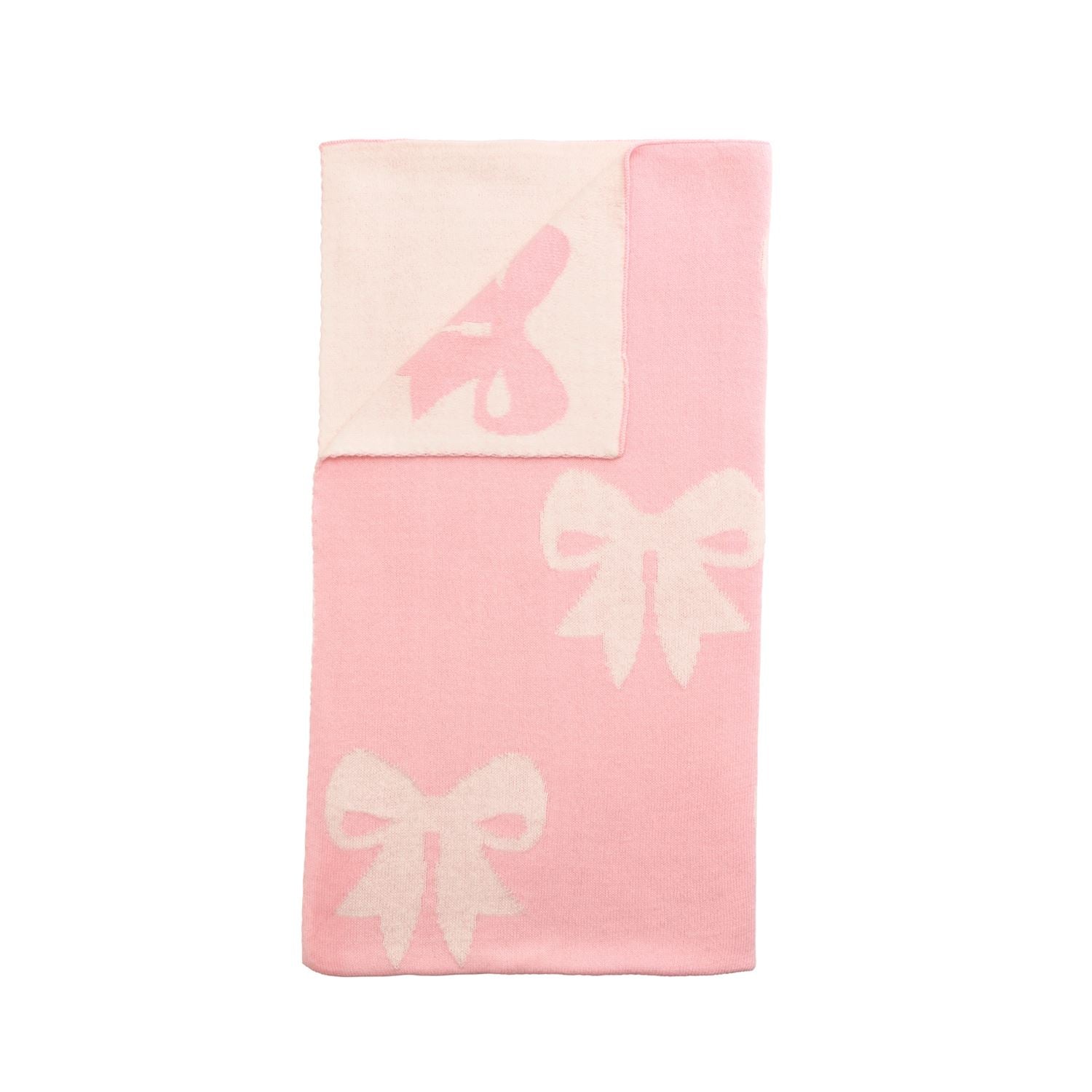Mud Pie Pink Bow Knit Blanket-MUD PIE-Little Giant Kidz